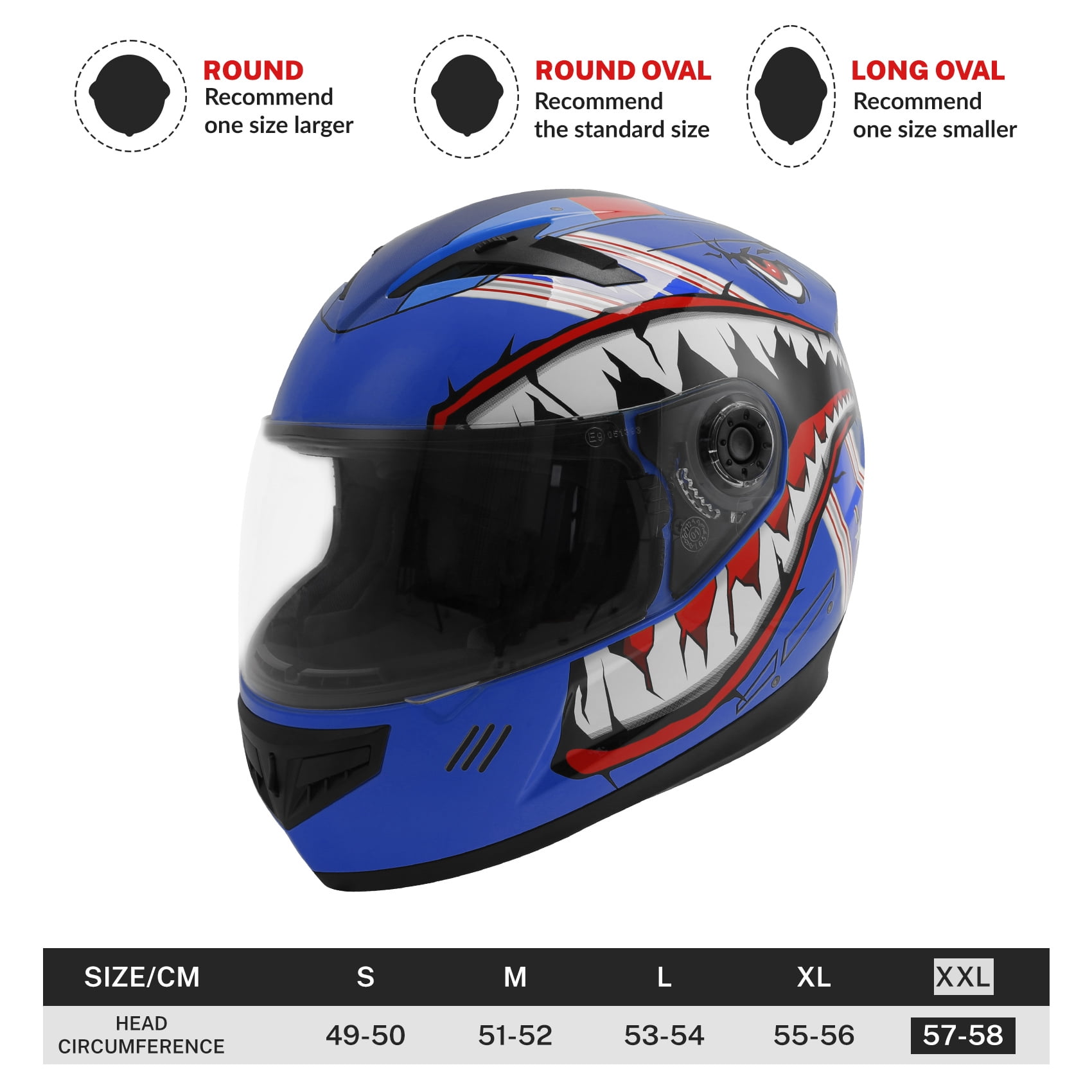 TCMT DOT Full Face Helmet for Kids & Youth Flip Up Visor for Motorcycle Atv Mx Motocross Offroad Street Dirt Bike Blue Youth XXL Size