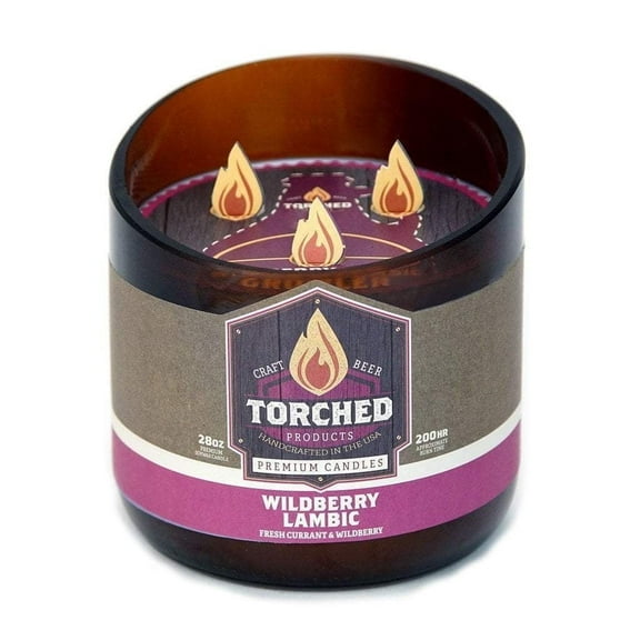 TORCHED Beer Scented Candles | Natural Soy Wax Candle | Wildberry Lambic Scent 28 oz