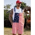 thumbnail image 5 of 250th Anniversary American Flag Overalls Denim Bib Jumpsuit Shorts Jean Romper for Men(Red White and Blue,S), 5 of 10