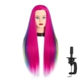 thumbnail image 1 of Headfix Cabeza de maniquí de pelo largo de 26 a 28 pulgadas, fibra sintética, peluquería, práctica de estilismo, cabeza de entrenamiento, maniquí de cosmetología, cabeza de muñeca con abrazadera (6F19, 1 of 5