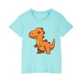 thumbnail image 3 of Odeerbi Toddler Boys Girls T-shirt Dinosaur Print Short Sleeve Cotton Tee Tops Kids Fashion Cute Round Neck Cartoon Print Tees Light Blue, 3 of 5