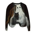 thumbnail image 2 of CLOISE Halloween Sweatshirts Women Funny Ghost Cat Graphic Pullover Sweatshirts Fall Long Sleeve Crewneck Hoodies Shirts Tunic Blouses Holiday Party Clothes Black XL Boo, 2 of 4