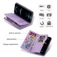 thumbnail image 4 of iPhone 13 Pro 6.1-inch Case,Dteck Shockproof Magnetic Leather Wallet Zipper 9 Cards Slot Pocket Case Hybrid Rubber Kickstand Cover with Strap for Apple iPhone 13 Pro,Purple, 4 of 9