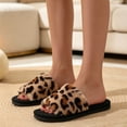 thumbnail image 6 of BERANMEY Leopard Open Toe Womens Slippers Cute Soft House Slippers for Women Men Anti-slip Thick Sole Indoor Bedroom Winter Home Slippers, 6 of 8