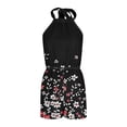 thumbnail image 5 of Iyufng Summer Short Jumpsuits for Women Halter Neck Printed Rompers with Elastic Waist, 5 of 7