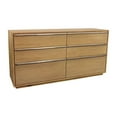 thumbnail image 2 of Sarasota 60" Oak Wood Dresser with 6 Drawers and Metal Handles in Natural Finish, 2 of 5