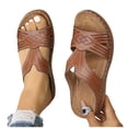 thumbnail image 5 of Yyuenw Women Open Toe Crisscross Wedge Slide Sandals PU Slip On Holiday Casual Summer Walking Shoes, 5 of 9