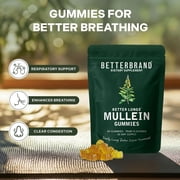 Betterbrand Mullein Chewable Gummies for Lung Cleanse and Detox, Respiratory Health Supplement, 1000mg Mullein extract per serving, 60 Gummies - 30 Day Supply - Pear Flavored