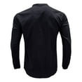 thumbnail image 4 of SWSMCLT Men's Long Sleeve Shirt Fitted Top Soft Spring Fall Cotton Blouse Linen Henley Button Crew Neck Light Black X-Large, 4 of 4