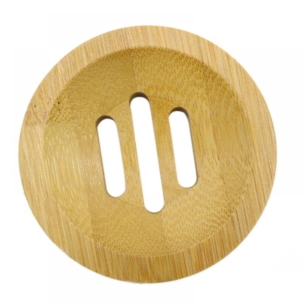 2 Pack Natural Bamboo Soap Dish Holder Wooden Soap Dish for Shower