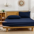 thumbnail image 7 of 4pcs Navy Blue Cotton Bed Sheets Set, Premium Bed Sheet Set, 18-Inch Deep Pocket, Soft Breathable Bedding, 7 of 7