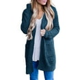 thumbnail image 2 of Cardigans on Clearance Womens Ladies Solid Open Front Soft Chunky Pocket Long Sleeve Coat Outerwear Cardigan, 2 of 7
