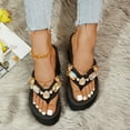 thumbnail image 5 of PEASKJP Black Sandals for Women Fisherman Sandals Flip Flop Beach Sandals Cushion Thong Style T Strap Sandals, Black 41, 5 of 5