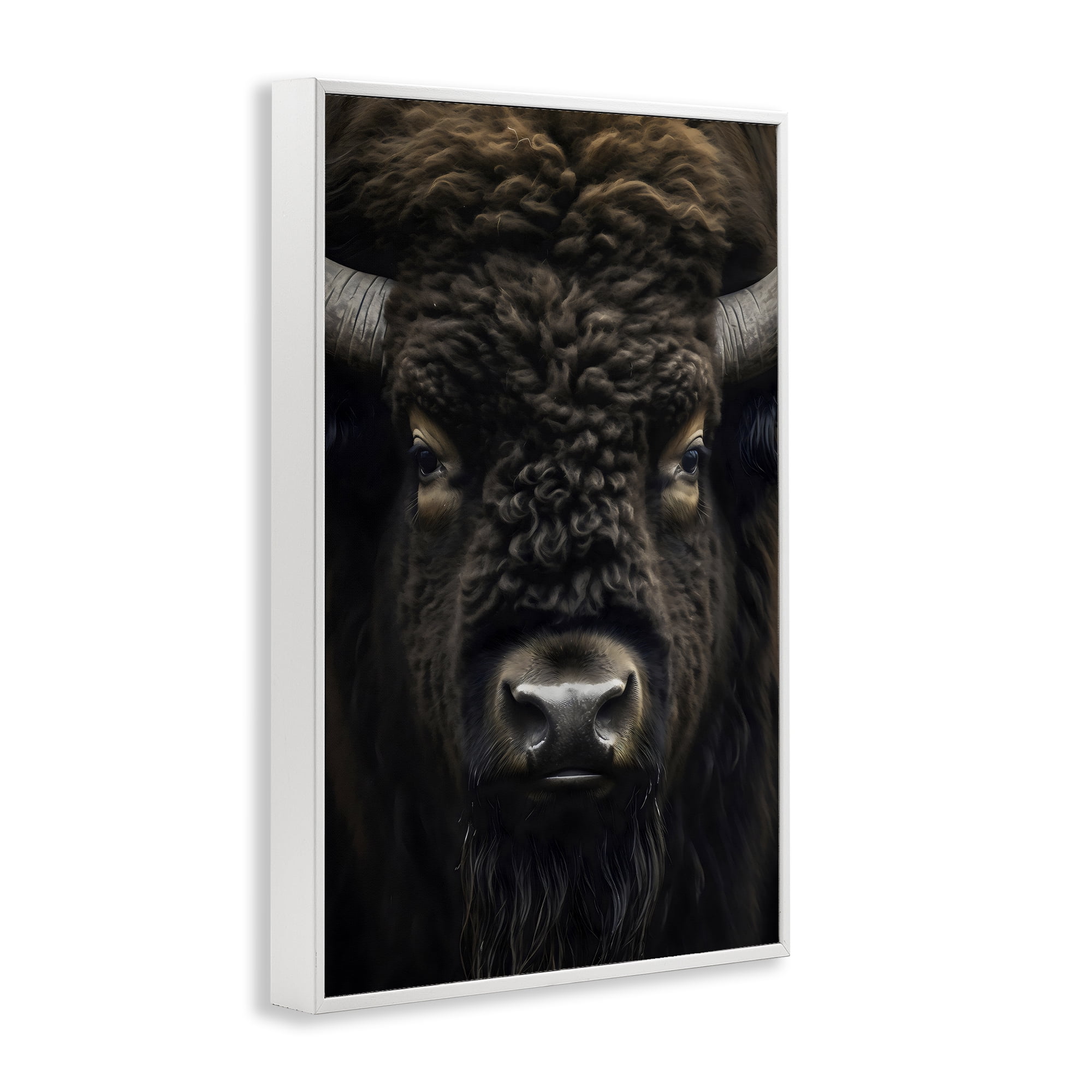 Stupell Industries Bison Portrait Close Up White Framed Giclee Art, design by Creative Studio