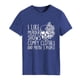 thumbnail image 3 of Camiseta de manga corta para mujer, estilo casual, de moda, cuello redondo, talla XL, estilo retro azul con estampado blanco, 3 of 6