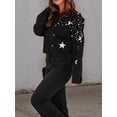 thumbnail image 5 of Women'S Cropped  Beading Jean Jacket Ripped Star Embroidered Denim Jacket Coat Black XL, 5 of 9