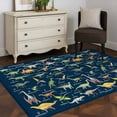 thumbnail image 3 of Blue Dinosaur Area Rugs 2.7'x5', Washable Small Throw Rugs for Kitchen Bedroom, Vintage Letters Farm Animals Indoor Outdoor Rug Non-Slip Low Pile Carpet Runner Reversible Floor Mats, 3 of 8
