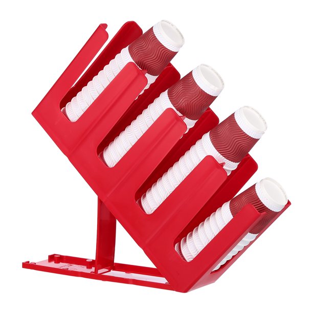 Dispensador de Tazas de Papel, Soporte Ajustable para Tazas de Café y Tapa para Estación de Café de Mostrador, Rojo