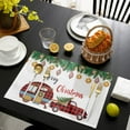 thumbnail image 4 of Christmas Placemats Set of 6, Checkered Truck Placemat for Dining Table Decorations, Cotton Linen Holly Leaf Berry Pine Tree Place Mats, Xmas Table Mats for Kitchen Dinner Holiday Party Decor Gift, 4 of 6