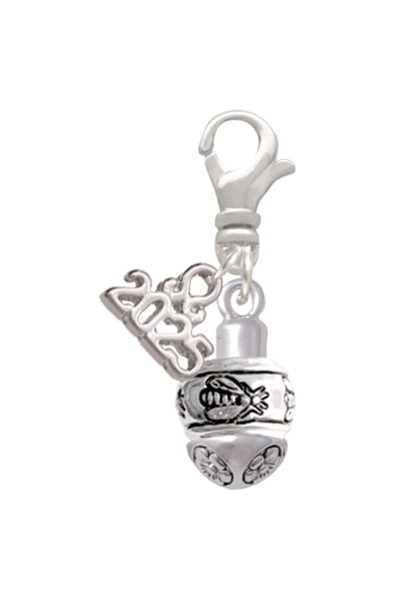 Silver-tone Napoleon's Bee Spinner - Silver-tone Clip on Charm with Mini Year 2025