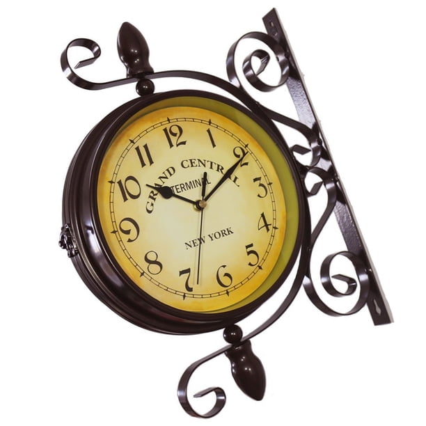 Toystoory Reloj de pared Retro Doble cara Negro