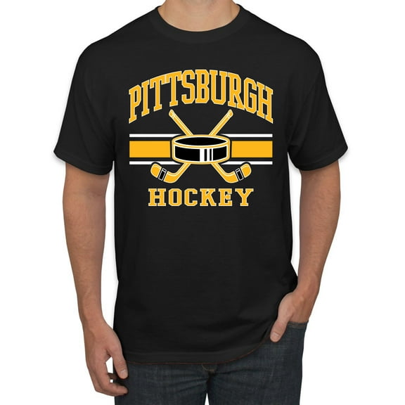 Wild Bobby City of Pittsburgh Hockey Fantasy Fan Sports Men's T-Shirt, Black, Small