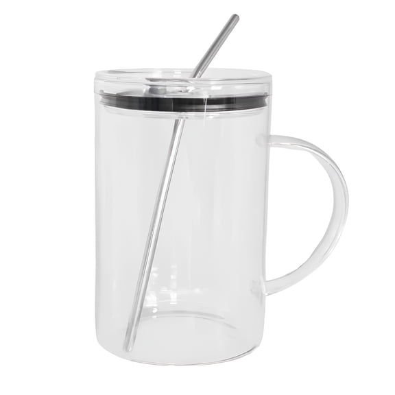 ACDANC 33.81Oz Glass Water Cup, Large Glass with Lid & Straw, Drinking Cup for Home Office Use, Drinkware Gift Ideas, Kitchen Accessories