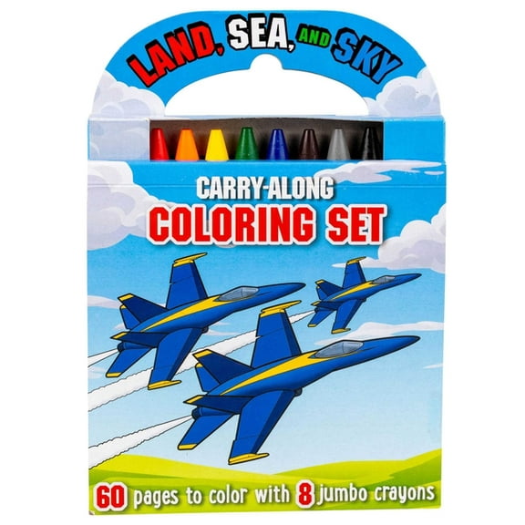 Carry-Along Coloring Land, Sea, and Sky: Carry-Along Coloring Set, (Paperback)