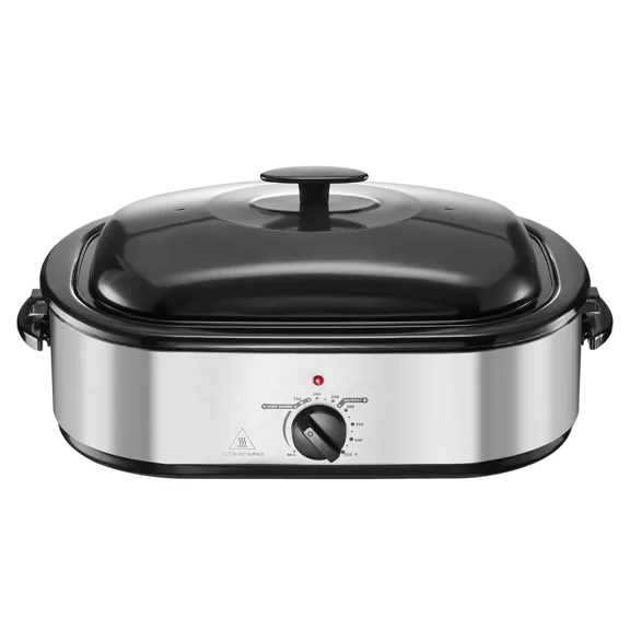 14QT Electric Roaster Oven with Adjustable Temperature, Self-Basting Lid, and Lift-Out Rack for 18lb Turkey Cooking