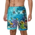 thumbnail image 2 of Balery Corals and Tropical Fish Mens Swim Trunks Swim Shorts for Men Quick Dry Inseam Beach Shorts with Compression Liner Pocket-Small, 2 of 9