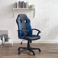 thumbnail image 3 of Linon Braxton Faux Leather High Back Gaming Chair with Swivel and Adjustable Height, 300 lb. Weight Capacity, Blue, 3 of 15