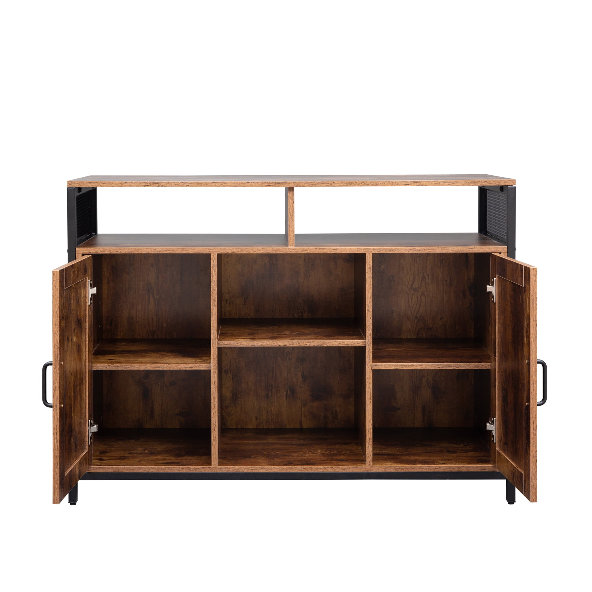 Kadyn 43.7" Sideboard Buffet Cabinet, Kitchen Storage Cabinet with Open Shelves and Doors for Dining Room, Rustic Brown TV Stand Kadyn 43.7" Sideboard Buffet Cabinet, Kitchen Storage Cabinet with Open Shelves and Doors for Dining Room, Rustic Brown TV Stand