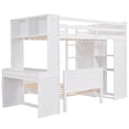 thumbnail image 6 of Royard Oaktree Twin Size Loft Bed with a Twin Stand-alone Bed Wood Loft Bed Frame with Desk, Shelves, and Wardrobe-White, 6 of 7