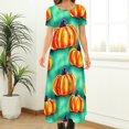 thumbnail image 3 of Robe Imprimée Citrouilles Aquarelle Halloween Fête Robe Maxi Manches Courtes Mode Bohème Longues Robes Femmes Surdimensionnées Vestido, 3 of 5