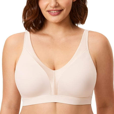 

DELIMIRA Women s Wireless Bras Plus Size Full Coverage Smooth Unlined Bra B-G cup