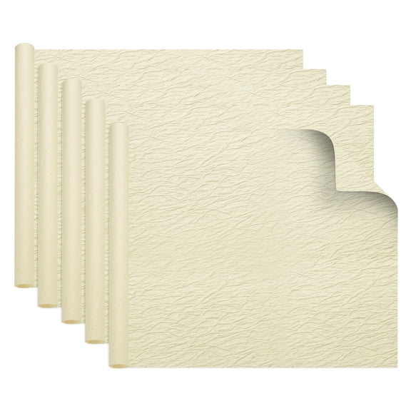 Uxcell 5 Sheets Gift Wrapping Paper, 22.8" x 19.7" Double Layer Stone Wrinkled Textured Paper Floral Bouquet Arrangement Supplies for Flower Packaging Wedding Gift Wrap, Beige