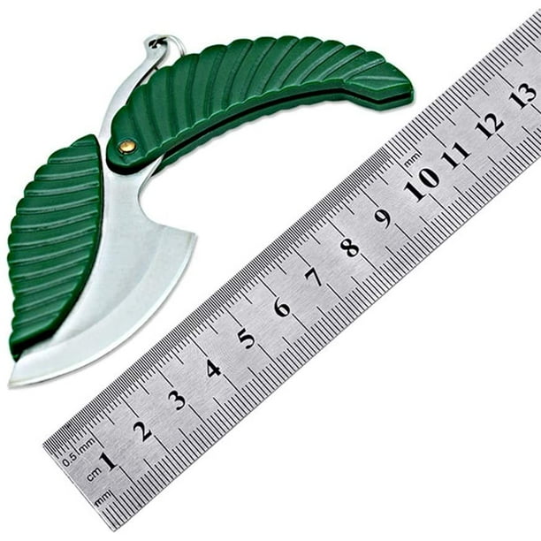 Yundap 2 Pack Mini Portable Green Leaf Knife Business Gift Creative Key Accessories Folding Pocket Knife - Stainless Steel Folding Pocket Keychain Kni