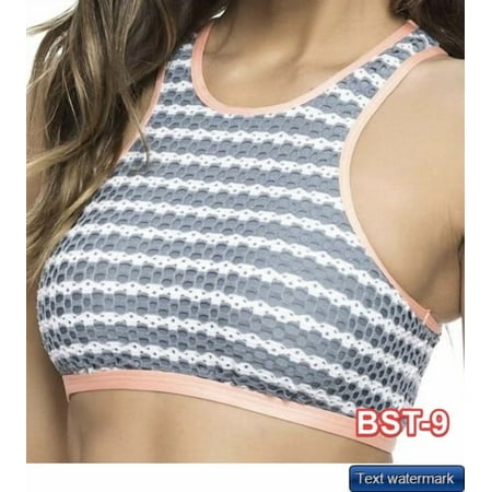 NWT Splendid Women's Avalon Eyelet Rem Soft Cup High Neck Bra Grey Size S (Size#:Small;)