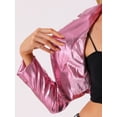 thumbnail image 5 of INSPIRE CHIC Women's Fashion Lapel Long Sleeve Metallic Holographic Shiny Jacket S Deep Pink, 5 of 5