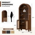 thumbnail image 4 of S-HOME Mid-Century Modern Arched Bookcase with Doors, 71" Tall Cabinet, 5 Adjustable Shelves Rattan Storage for Living Room, 4 of 10