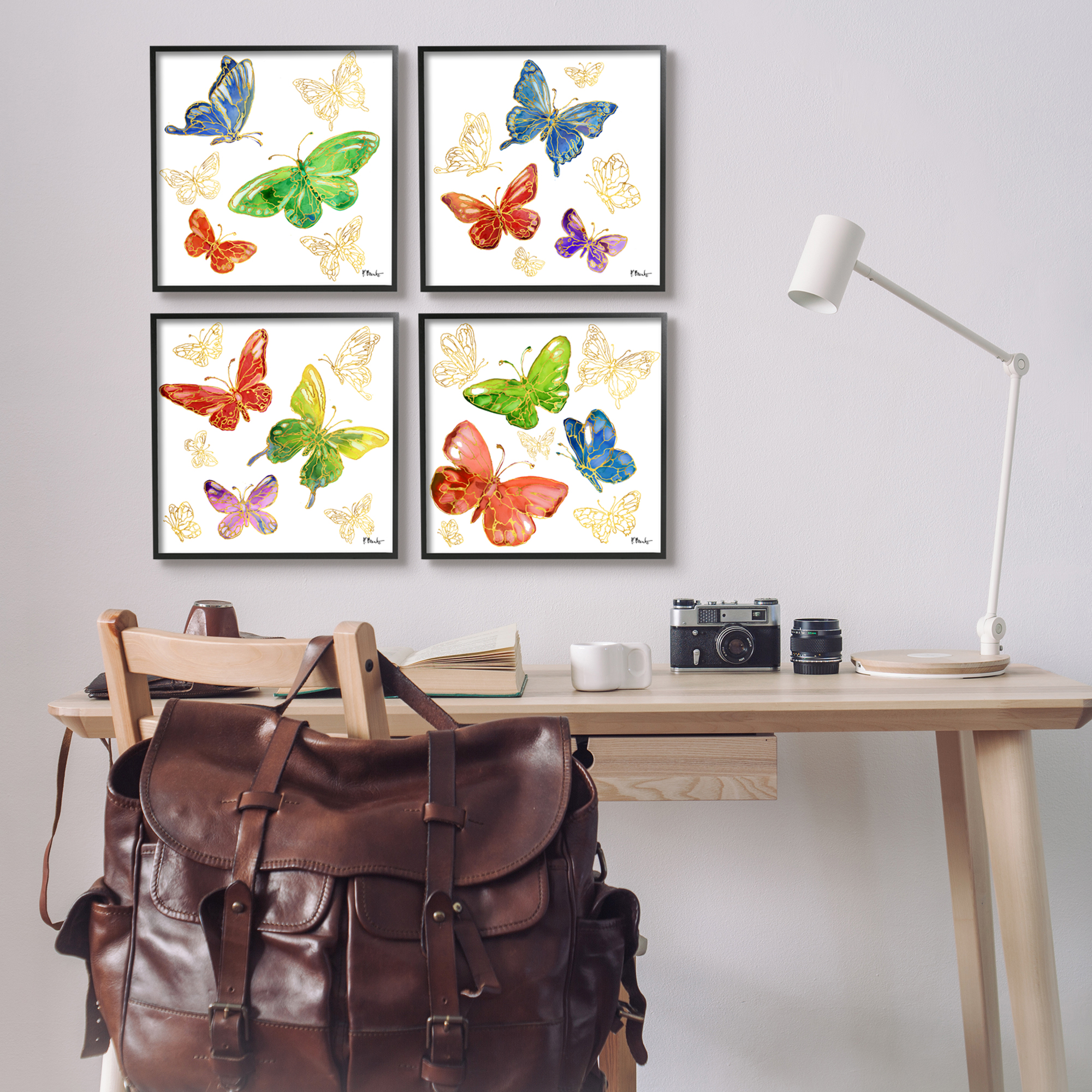 Stupell Industries Vivid Glam Butterflies Animals & Insects Painting Black Framed Art Print Wall Art, 17 x 17