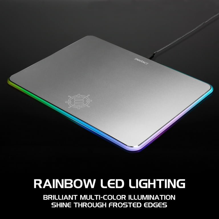 ENHANCE Aluminum LED Mouse Pad with Rainbow Illumination - Metal Alloy  Finish
