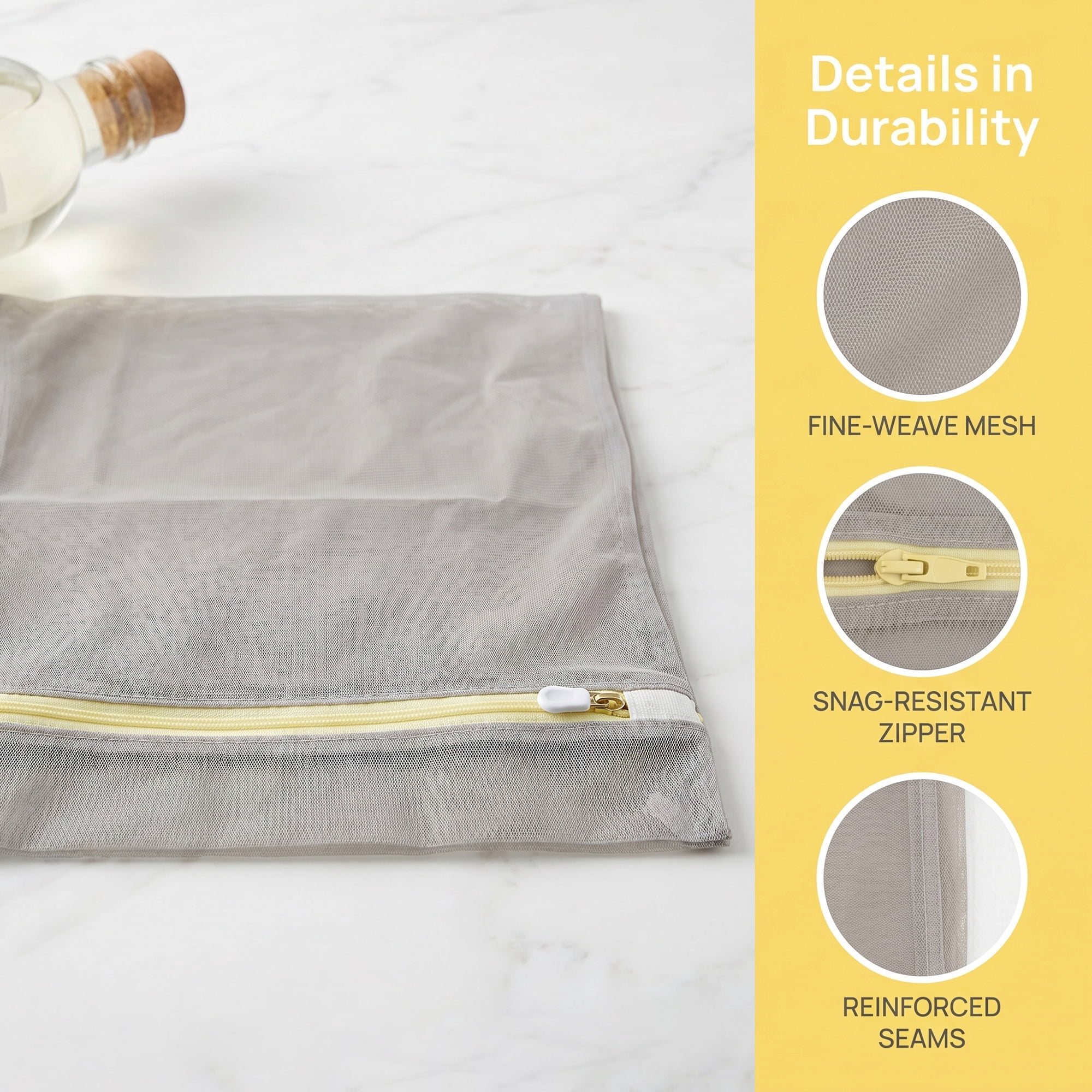 Unique Bargains 6Pcs Durable Zipper Closure Mesh Laundry Bag Gray