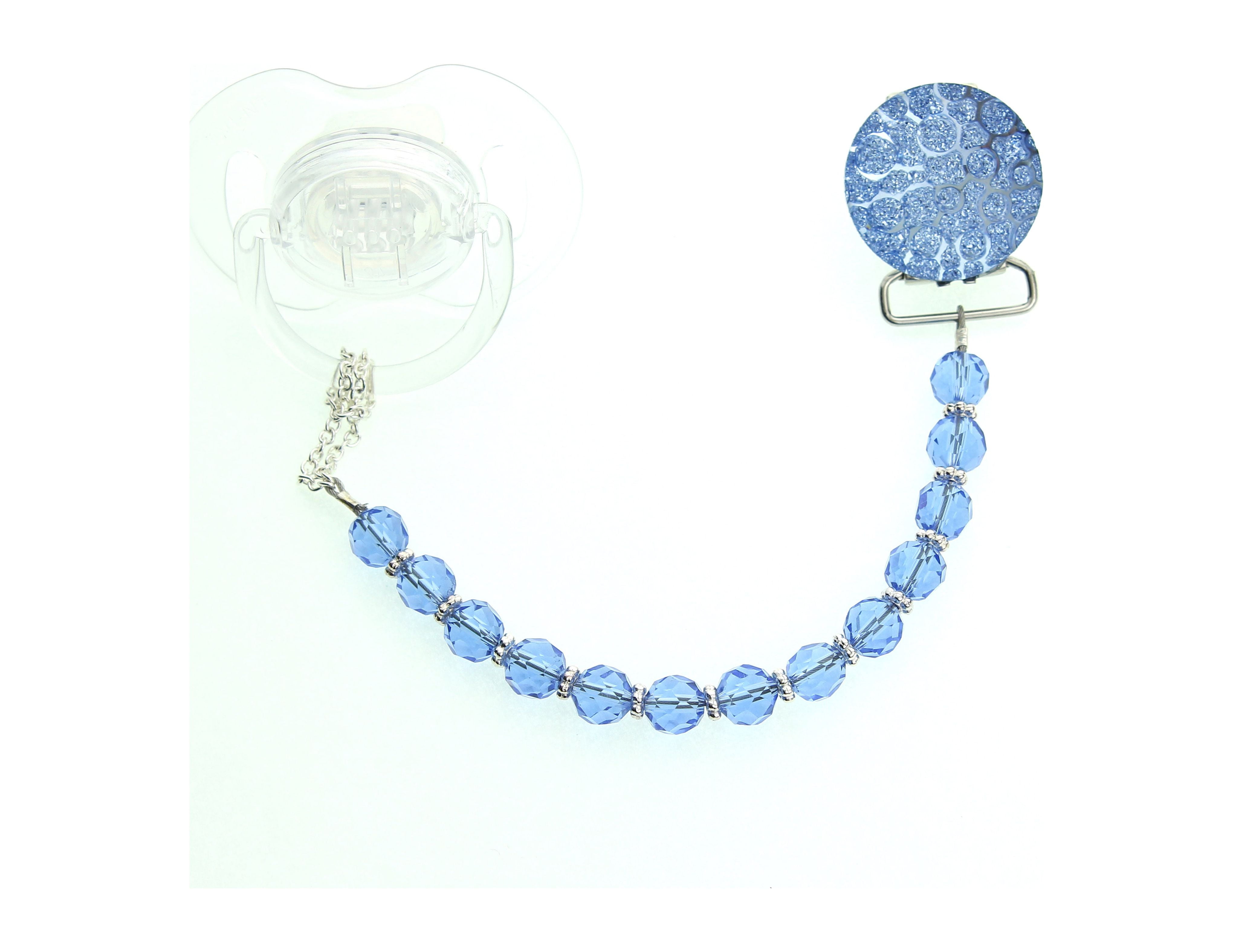 Crushed Crystal Pacifier Clip with Swarovski Crystals