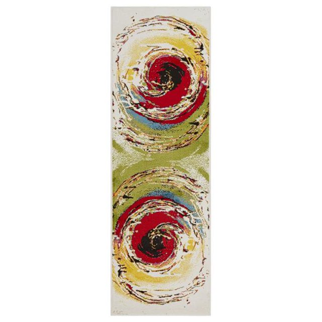 LR Home FUSIO81354WGR2370 Fusion Abstract Swirl Runner Indoor Area Rug
