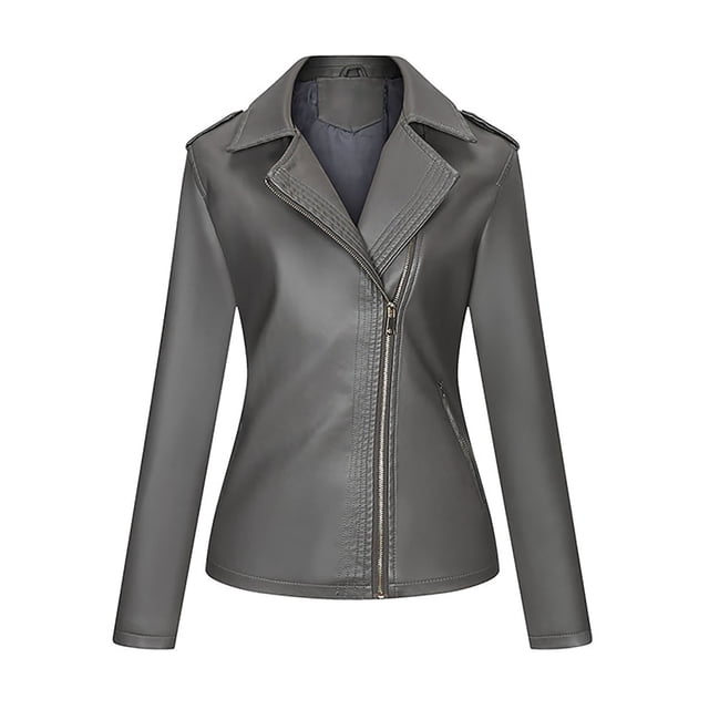 Pntutb, cárdigan de cuero con cremallera sólida a la moda para mujer, con bolsillo, abrigo corto, chaqueta, liquidación Pntutb Pntutb-285
