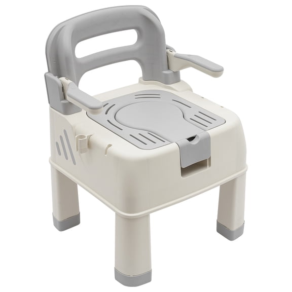 Portable Bedside Commode & Shower Chair, Flip Armrests, Detachable Design, Multi-Function Use for Mobility Support, Safe and Comfortable for Elderly