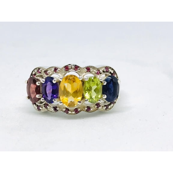 semi precious multi ring in 925 sterling silver