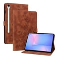 thumbnail image 2 of FJLBDE Case for Samsung Galaxy Tab S10 FE Plus/S10 FE+ 13.1 Inch 2025, Embossed Flower PU Leather Flip Wallet Folio Stand Cover, Brown, 2 of 7