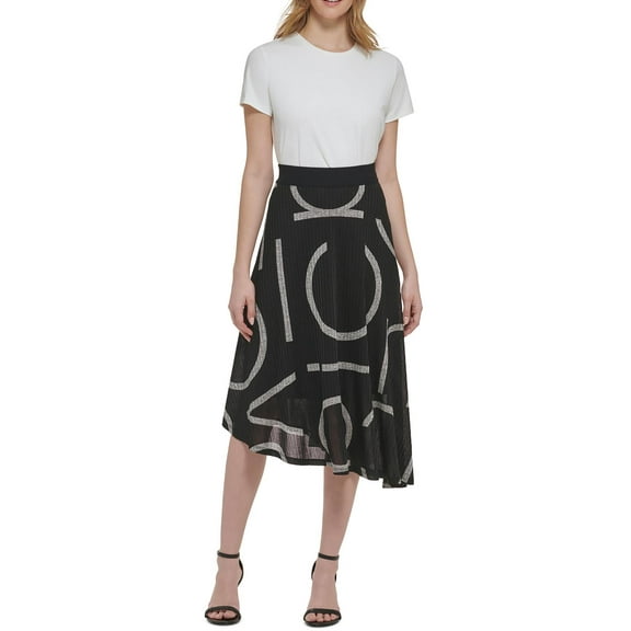 Women's Logo Print Midi Skirt Black/Heather Grey Logo L